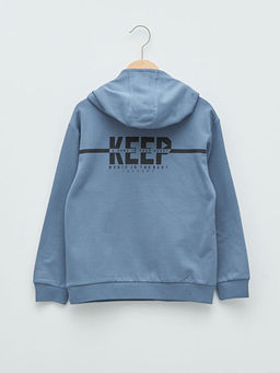 Kap??onlu Bask?l? Uzun Kollu Erkek ?ocuk Sweatshirt - Waikiki фото 2