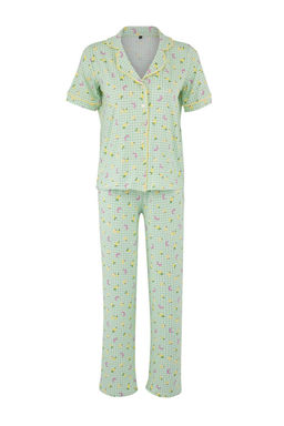 Teen Yesil Ekose ve Civcivli Biye Detayl? Orme Pijama Tak?m? THMAW26PT00027 - Trendyolmilla фото 5