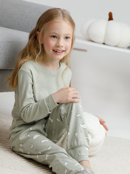 К 1541/шалфей,белые зайчики пижама дет