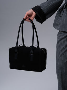 Замшевая сумка Cube DBR 31333 черный велюр  фото 6