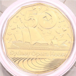 Монета 50 центов 2023 года Австралия 50 лет Сиднейскому оперному театру (в блистере)