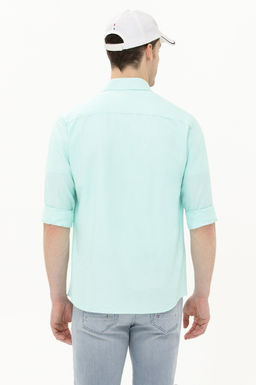 Мужская базовая рубашка зеленого цвета с длинным рукавом - U.s. polo assn фото 5