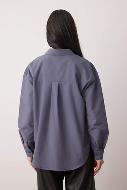 Antrasit Loose Fit Pamuklu Dokuma Gomlek TWOAW20GO0107