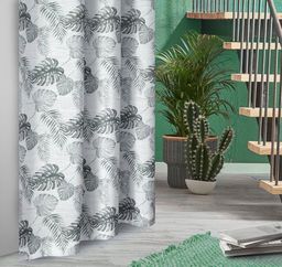 Арт. 9914/150, ГАВАЙИ, белый фон/серые листья, ГОТОВЫЕ ШТОРЫ, ширина от 150 см x высота 270 см (на шторной ленте)