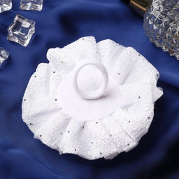 Цена за 6 шт. Бант для волос на резинке Школьница, ромашка капельки, d=11 см, белый - Simaland фото 2