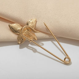 Булавка «Бабочка», 5 см, белая в золоте