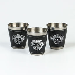 Стопки в чехле 100% мужик: нержавеющая сталь, набор 3 шт. ? 70 мл