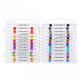 Маркер для рисования "Творчество" акриловый, на водной основе, смываемый, двойной нейлоновый наконечник: твердый и мягкий - кисточка, треугольная форма, с номером, набор 24шт, в пластмассовом кейсе с ручкой 21х16,6х3,2см (Китай)