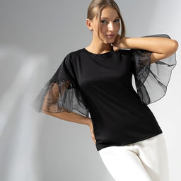 Футболка с рукавами из органзы Сердечное признание