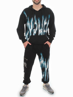 2627/7350 BLACK/BLUE Костюм спортивный мужской (75% хлопок, 20% полиэстер, 5% спандекс)