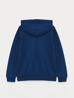 Kap??onlu Bask?l? Uzun Kollu Erkek ?ocuk Fermuarl? Sweatshirt - Waikiki фото 2