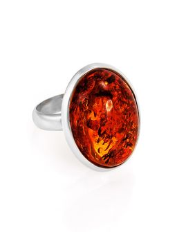 Кольцо из серебра со вставкой из натурального янтаря