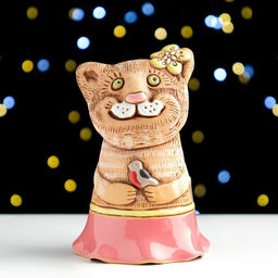 Колокольчик Кошка в платье, керамика