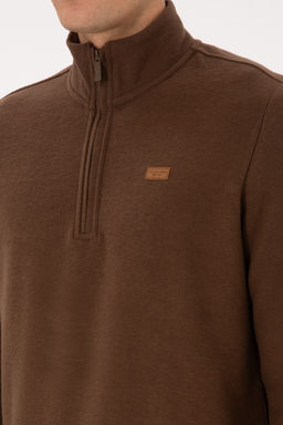 Erkek Regular Fit Yar_m Fermuarl_ Kahverengi Basic Sweatshirt - U.s. polo assn фото 14