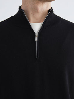 Fermuarl? Dik Yaka Erkek Triko Kazak