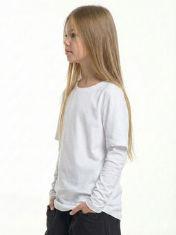 Футболка с длинными рукавами для молодежи 22-8002-2 белый/принт - Mini maxi фото 2