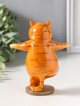 Сувенир полистоун лак "Пухлый кот-йог" 12х7х14,7 см