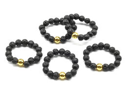 Кольцо на резинке из вулканической лавы, шарик 5мм