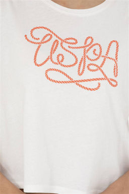 Женская футболка цвета экрю с круглым вырезом - U.s. polo assn фото 6