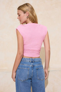 Trendyolmilla Ekru Dokulu Kay?k Yaka Buzgulu Kolsuz Esnek Orme Bluz TWOSS25BZ00485  фото 26