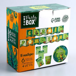 Набор бумажной посуды С днем рождения! Динозавр 6 тарелок, 6 стаканов, гирлянда , игра - Страна карнавалия фото 10