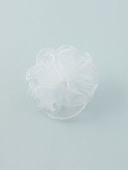 Цена за 6 шт. Бант для волос на резинке «Школьница», воздушная волна, 7 см, белый