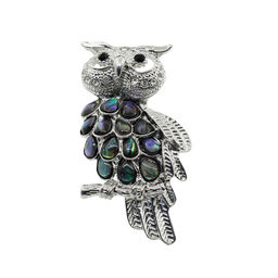 Брошь "Ученый филин" перламутр гелиотис