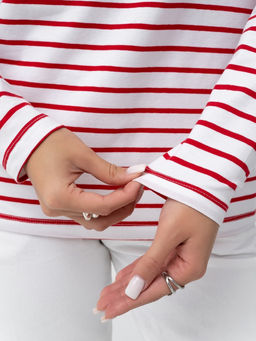 Лонгслив хлопок 95%, лайкра 5%,бело-красный - Binita фото 7