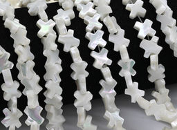 Бусины из перламутра форма 10*10мм, цв.белый, 32см, 46 бусин Радуга камня