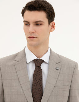 A__k Kahverengi Slim Fit Tak_m Elbise