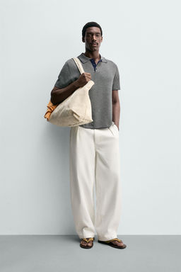 POLO PUNTO REGULAR FIT CONTRASTE / Crudo / Azul