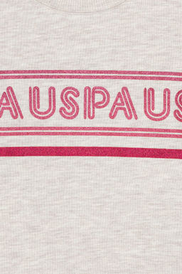 Бежевая меланжевая толстовка для девочек с круглым вырезом - U.s. polo assn фото 9