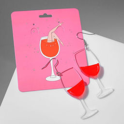 Серьги акрил Вино бокалы, цвет красный - Queen fair фото 2