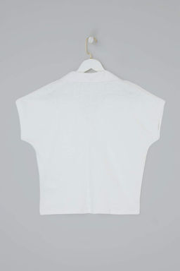 Ekru Regular/Normal Kal?p Polo Yaka Dusuk Kol Orme T-Shirt TWOSS26TS00078 - Trendyolmilla фото 2