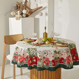 Скатерть Этель Рождественский венок, d=150 см, 100% хл, саржа 190 г/м2  фото 4