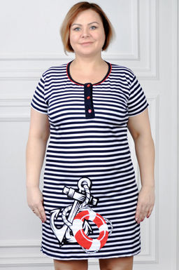 Арт. 780 Туника 48-56 (5 шт) Цвет:синий, белый - Калинка фото 2