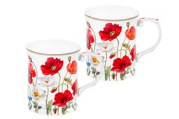 Набор 2 кружек 400 мл 12,5*9*10 см Маки NEW BONE CHINA