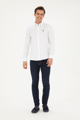 Мужская белая базовая рубашка с длинным рукавом - U.s. polo assn фото 4