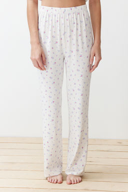 Trendyolmilla Beyaz-Cok Renkli Cicekli Baglamal? ve Ip Ask?l? Orme Pijama Tak?m? THMSS24PT00233 фото 5