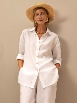 Рубашка женская Лён Белый - Modamica фото 6