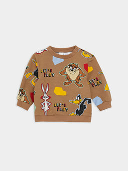 Bisiklet Yaka Looney Tunes Bask?l? Erkek Bebek Sweatshirt ve E?ofman Alt? 2li Tak?m - Waikiki фото 2