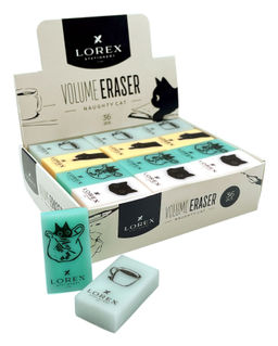 Цена за 5 шт. Ластик LOREX VOLUME ERASER NAUGHTY CAT ПВХ 35х21х10 мм прямоугольный, ассорти, мягкий, инд...