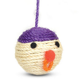 Игрушка для кошек из сизаля "Мяч-мордашка", d65мм
