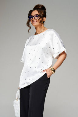Блуза 6306 молочный+горох - B&F фото 4