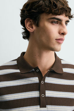VERTICAL TEXTURED POLO SHIRT - Zara фото 6
