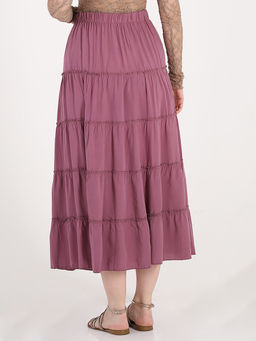 Длинная летняя юбка больших размеров ярусы - Almond фото 4