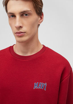Mavi Logo Bask?l? Kapusonlu K?rm?z? Sweatshirt  фото 5