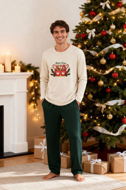 TRENDYOL MAN Lacivert Bask?l? Orme Couple/Cift Pijama Tak?m? TMNAW25PT00046 - Trendyolmilla фото 12