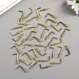 Крючок металл, набор 40 шт., золото, 2.5×0.5 см