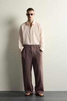 PANTAL?N RELAXED FIT 100% LINO / Marr?n